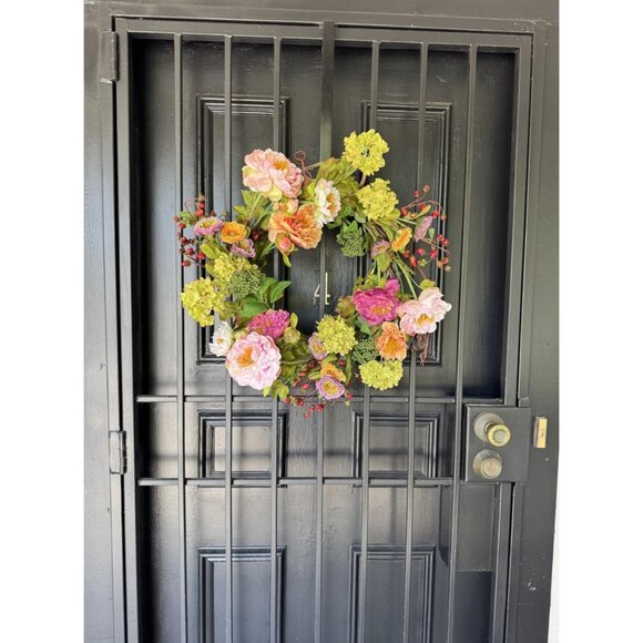 Artificial Wreath Peony Flower 24" Looks Real Bendable Leaves - Picture 2 of 4